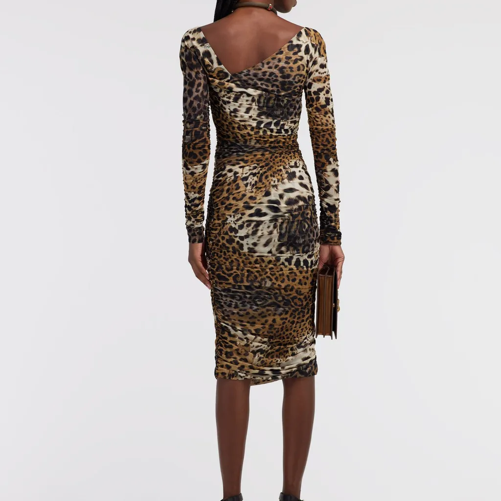 Roberto Cavalli Stretch Jaguar Skin Print Dress