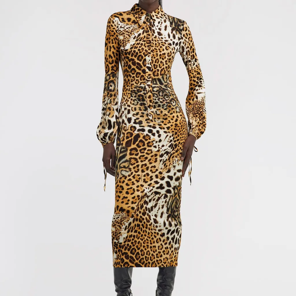 Roberto Cavalli Leopard Printed Midi Dress
