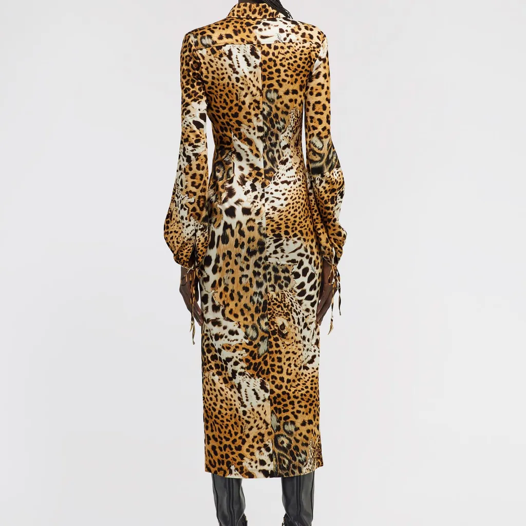 Roberto Cavalli Leopard Printed Midi Dress