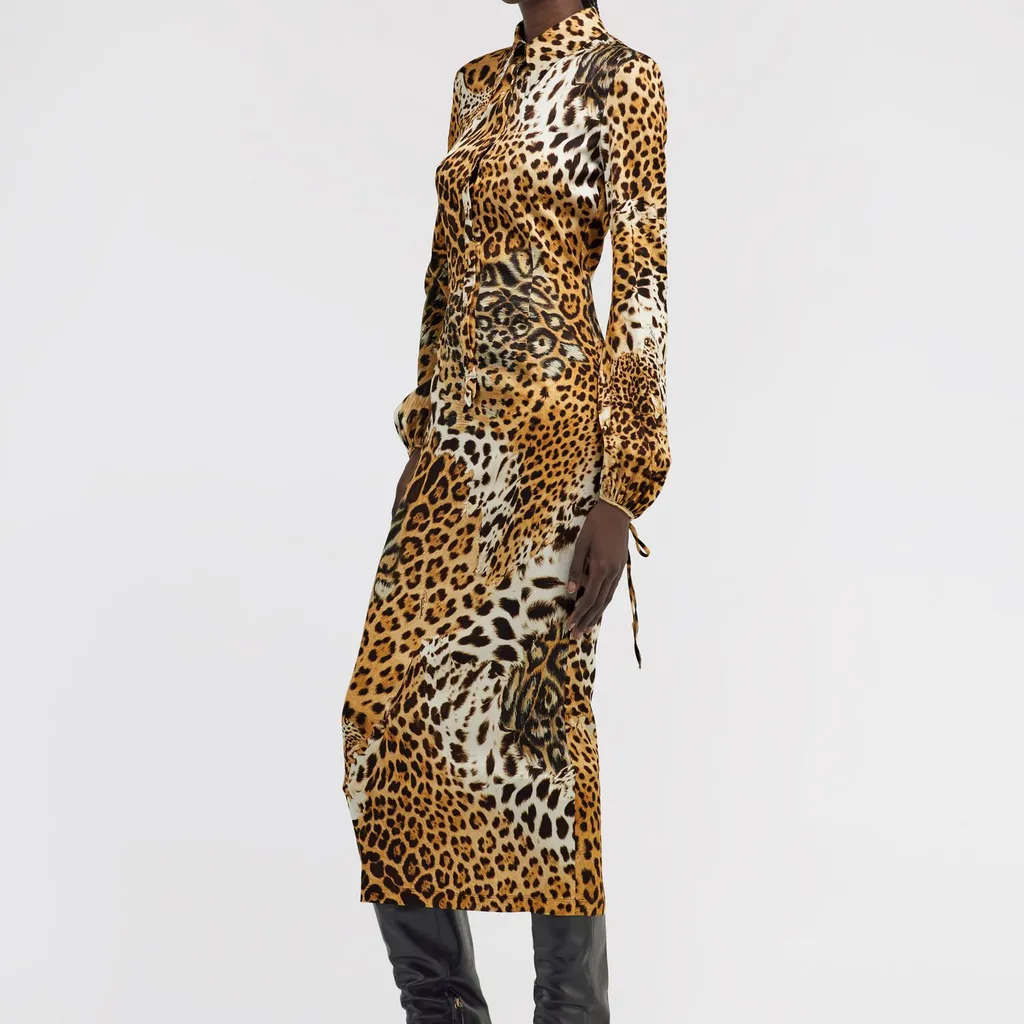 Roberto Cavalli Leopard Printed Midi Dress