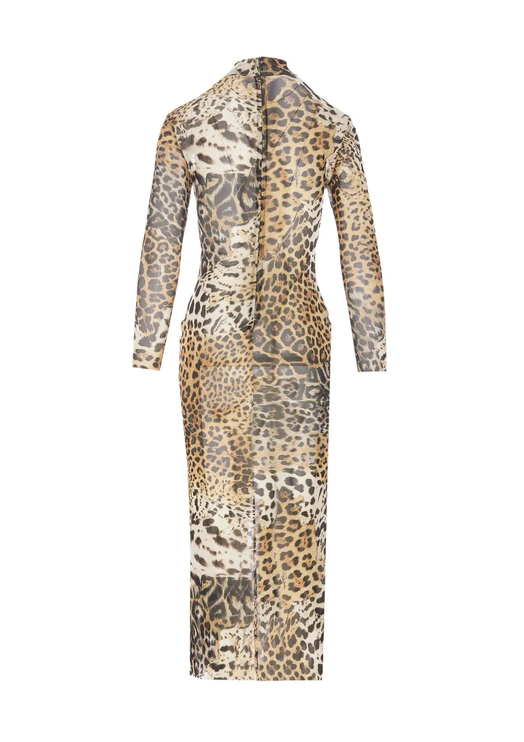 Roberto Cavalli Jaguar Printed Long Tulle Dress