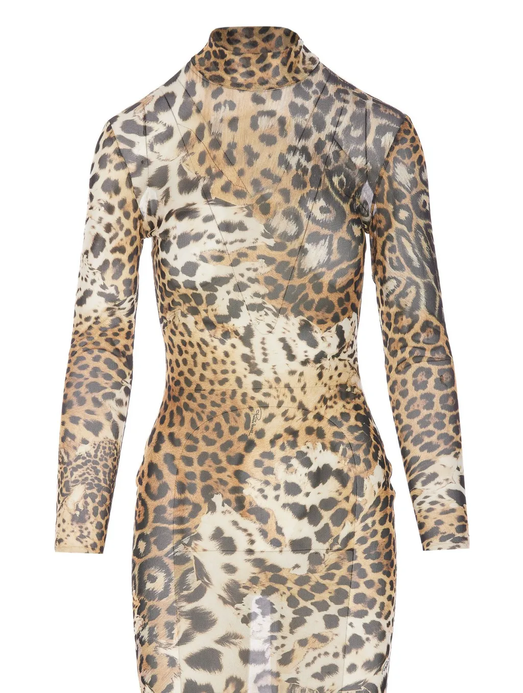 Roberto Cavalli Jaguar Printed Long Tulle Dress