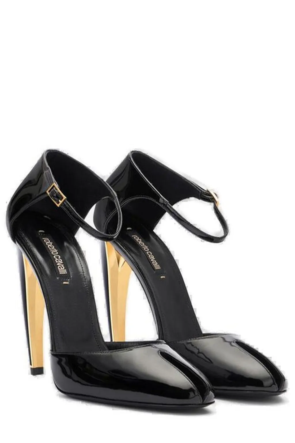 Roberto Cavalli Fang Heel Ankle-Strap Pumps