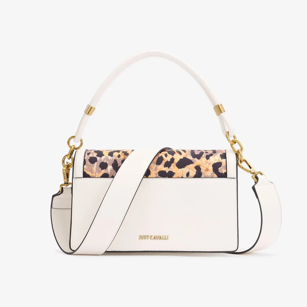 Roberto Cavalli Jc Plaque Leopard Printed Top Handle Bag