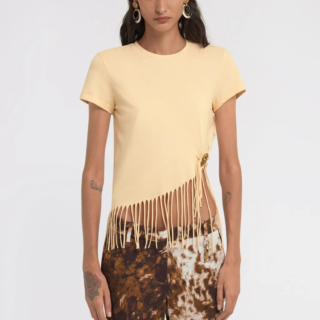 Roberto Cavalli Fringe Trim T-Shirt