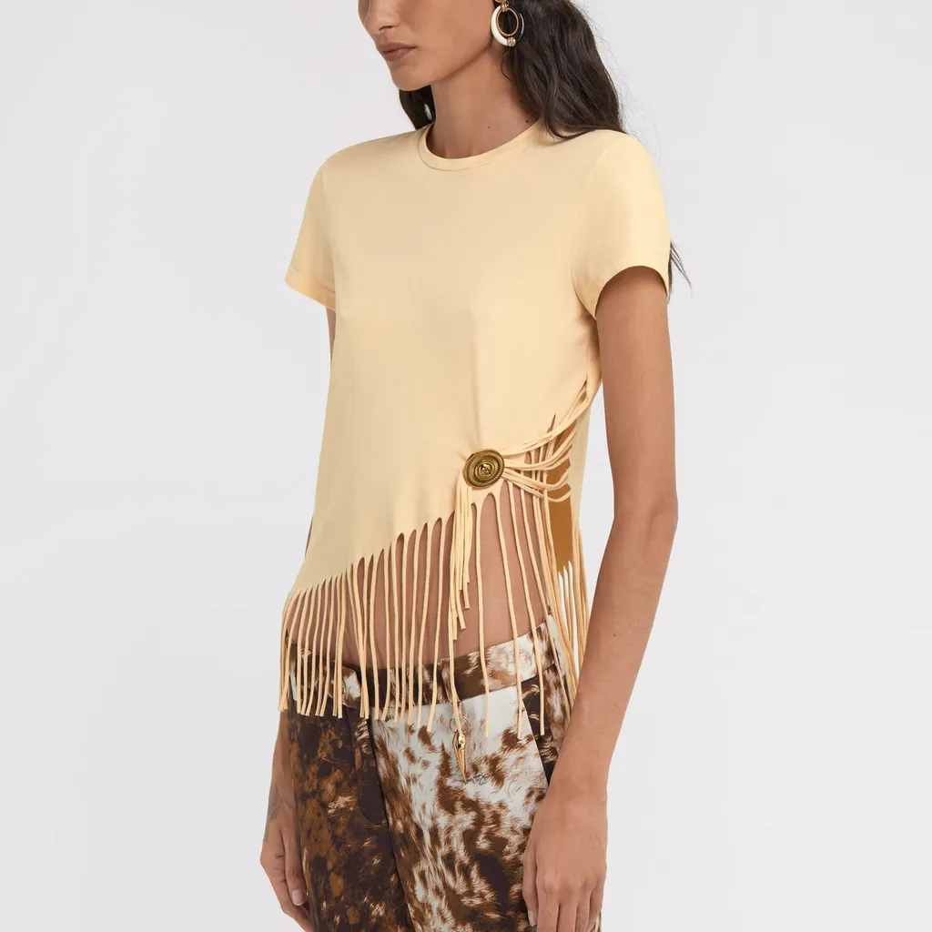 Roberto Cavalli Fringe Trim T-Shirt