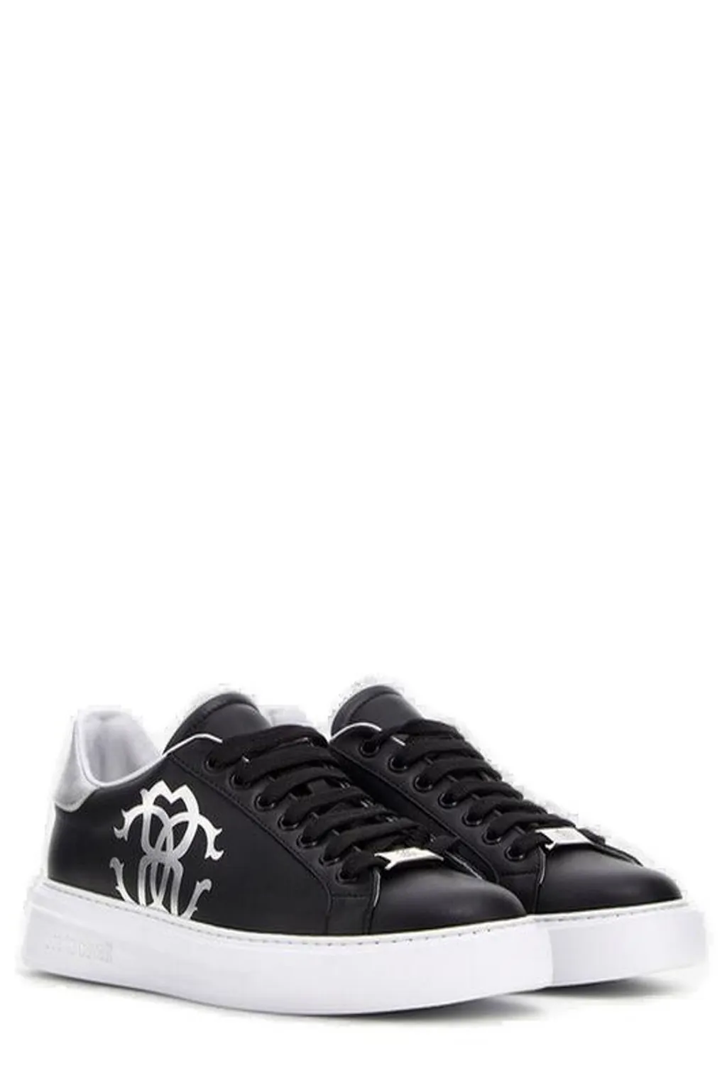 Roberto Cavalli Monogram Mirror Snake Low-Top Sneakers