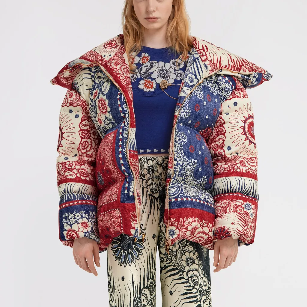 Roberto Cavalli Bandana Printed Puffer Jacket