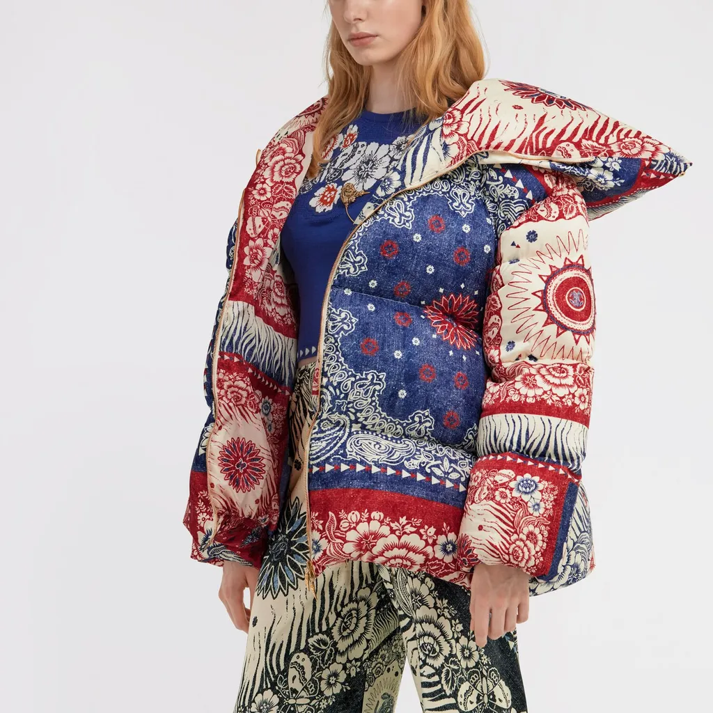 Roberto Cavalli Bandana Printed Puffer Jacket