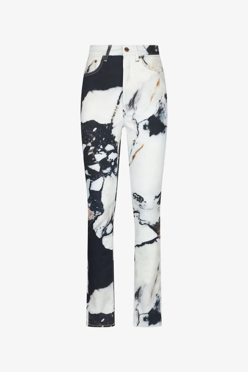 Roberto Cavalli Marble Printed Skinny Trousers