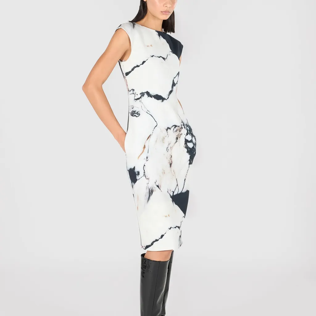Roberto Cavalli Marble Printed Midi Dress