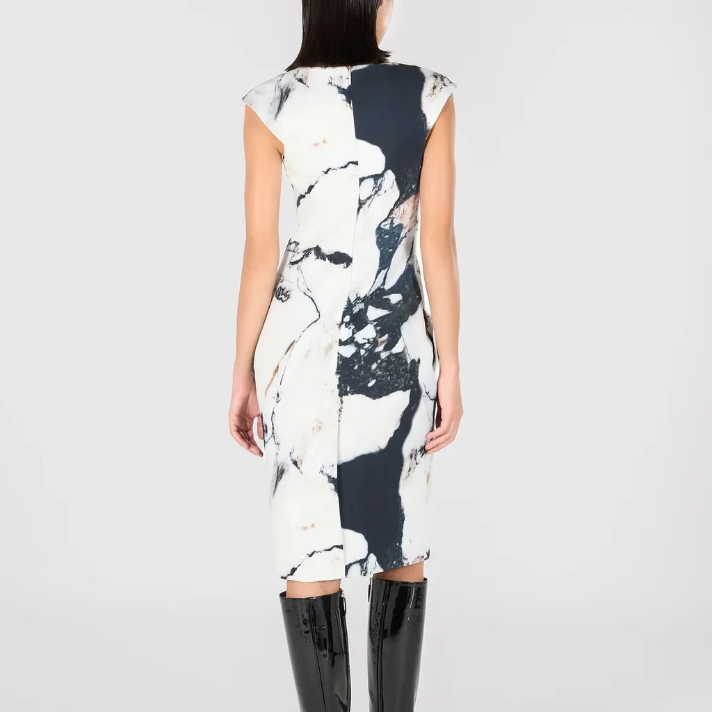 Roberto Cavalli Marble Printed Midi Dress