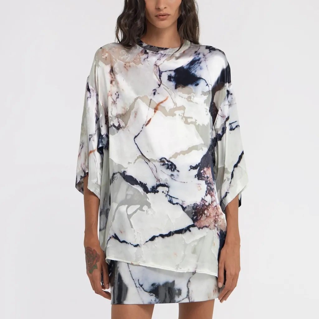 Roberto Cavalli Marble Printed T-Shirt