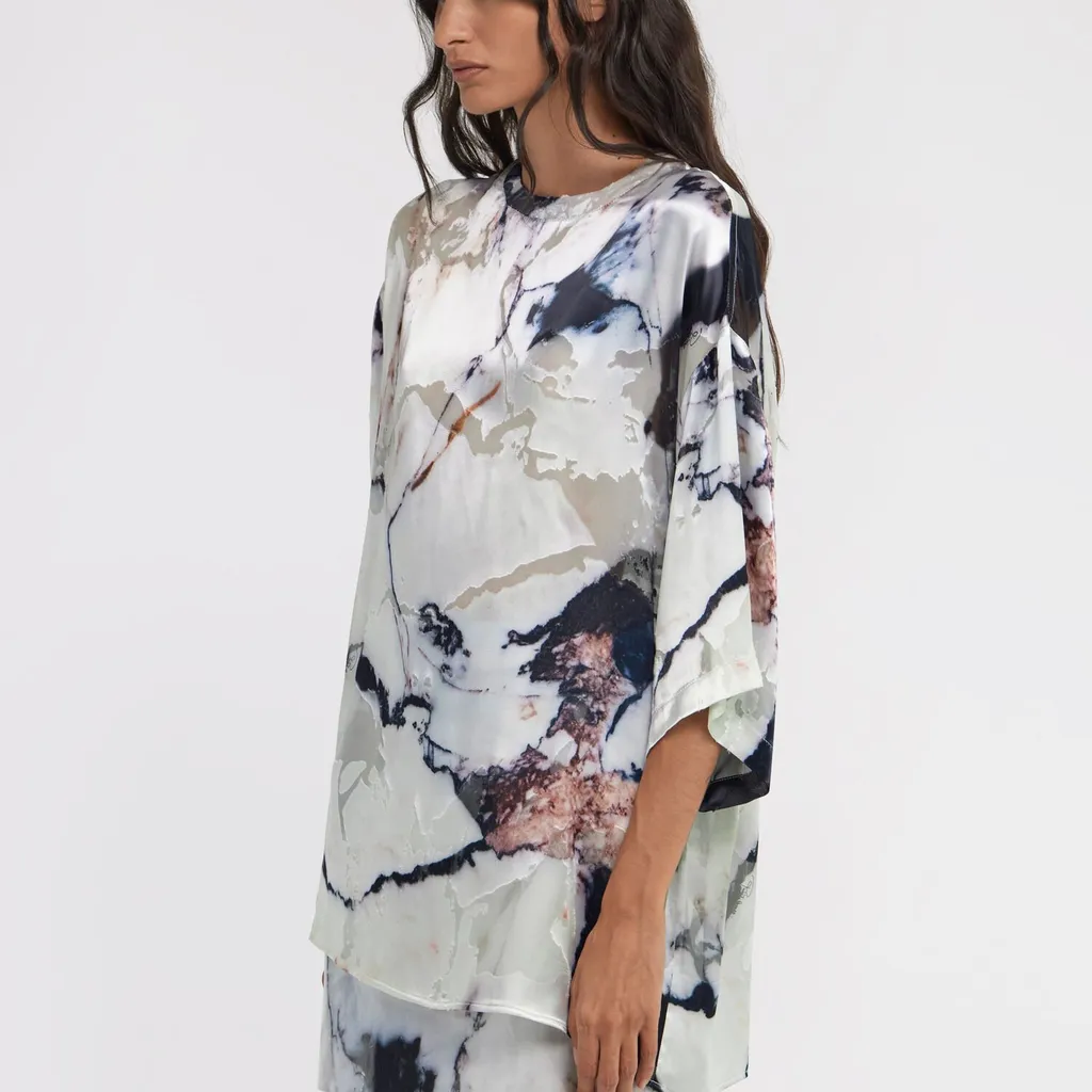Roberto Cavalli Marble Printed T-Shirt