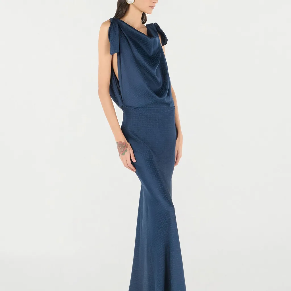 Roberto Cavalli Snake Printed Long Dress