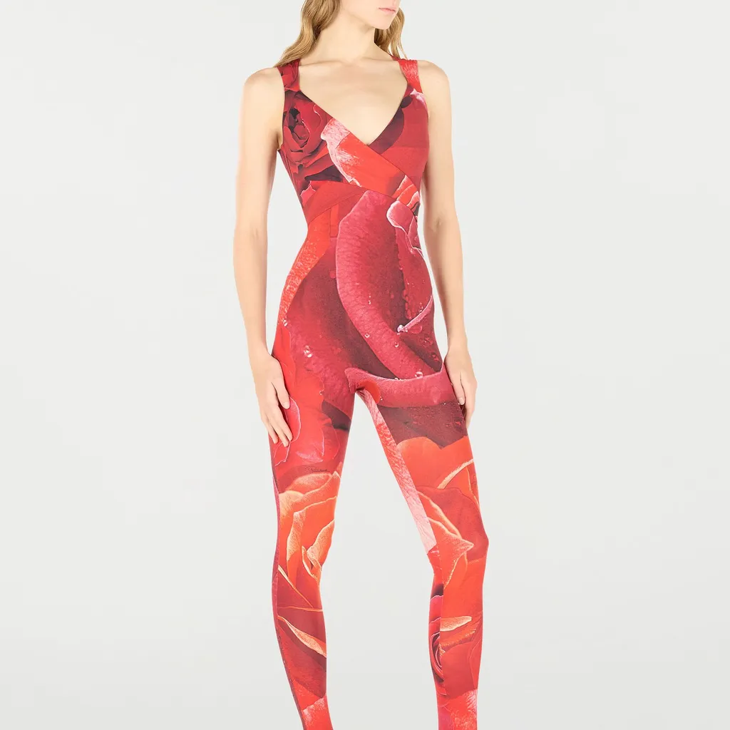Roberto Cavalli Rose Printed Sleeveless Jumpsuit