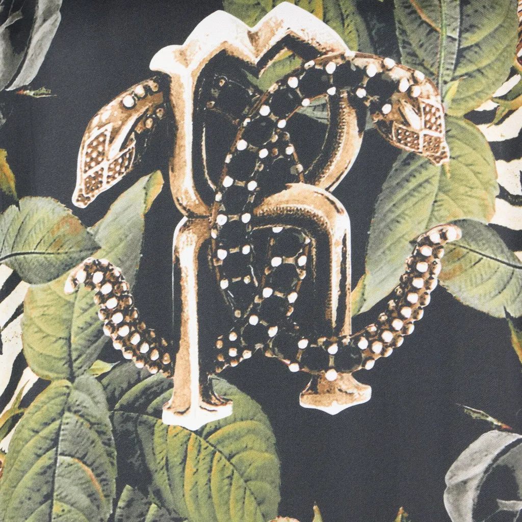 Roberto Cavalli Mirror Snake Monogram And Jungle Printed T-Shirt
