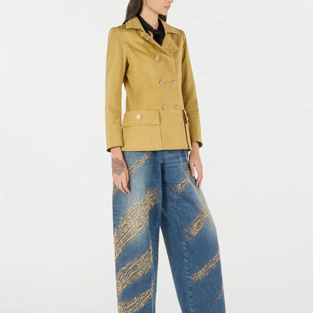 Roberto Cavalli Python Pattern Double-Breasted Jacket