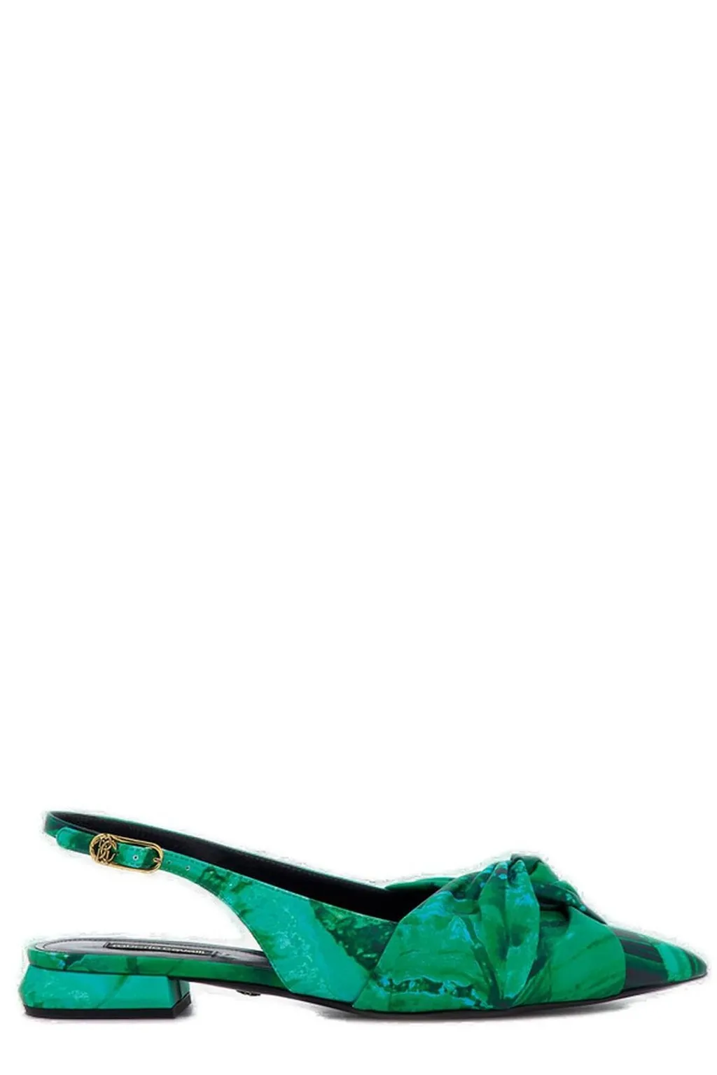 Roberto Cavalli Le Pettegole Malachite Printed Slingback Flats