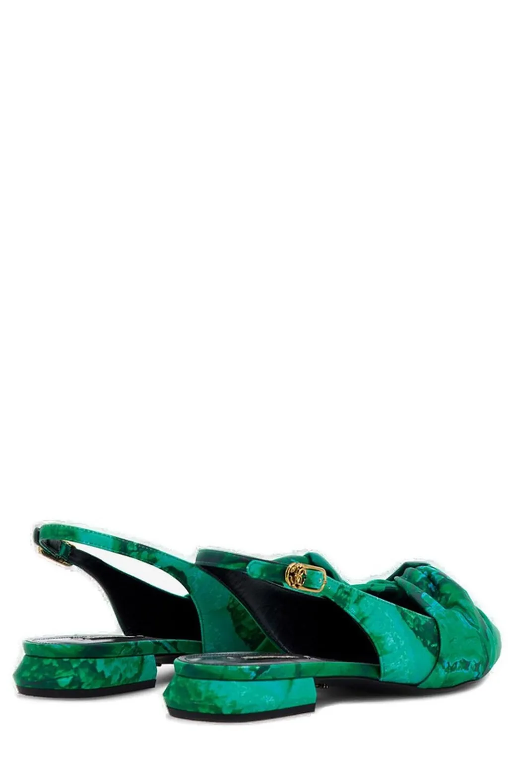 Roberto Cavalli Le Pettegole Malachite Printed Slingback Flats