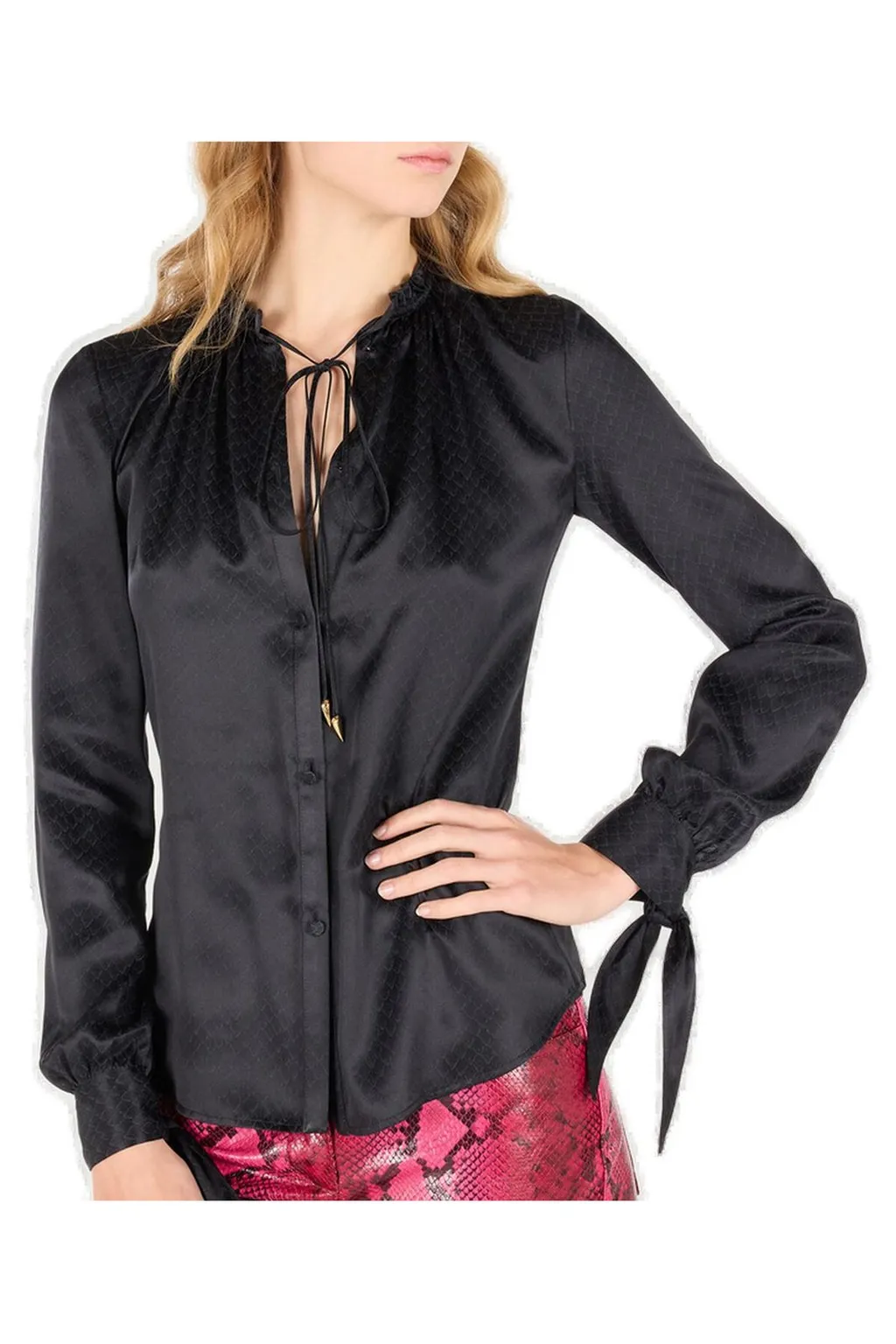 Roberto Cavalli Snake Effect Satin Shirt