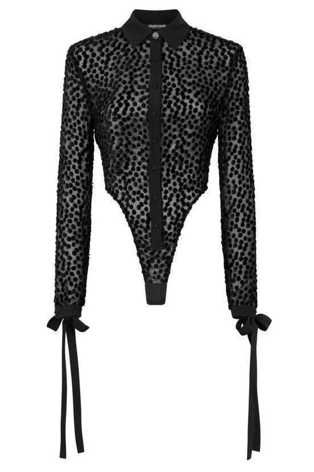 Roberto Cavalli Polka-Dot Shirt-Style Bodysuit