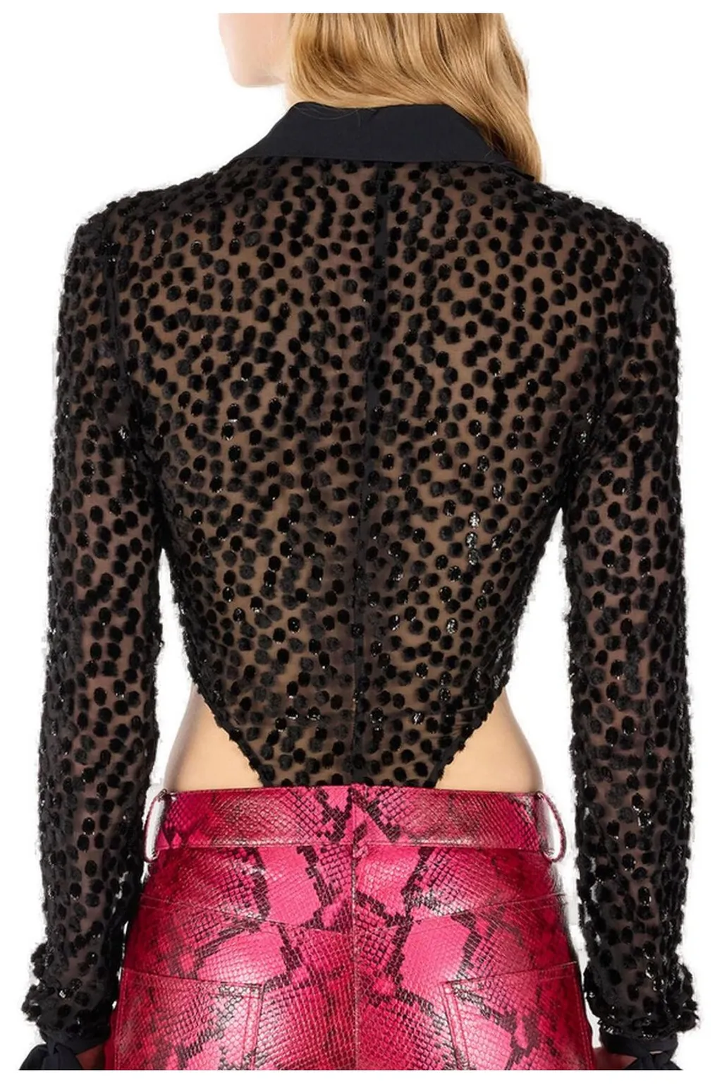 Roberto Cavalli Polka-Dot Shirt-Style Bodysuit