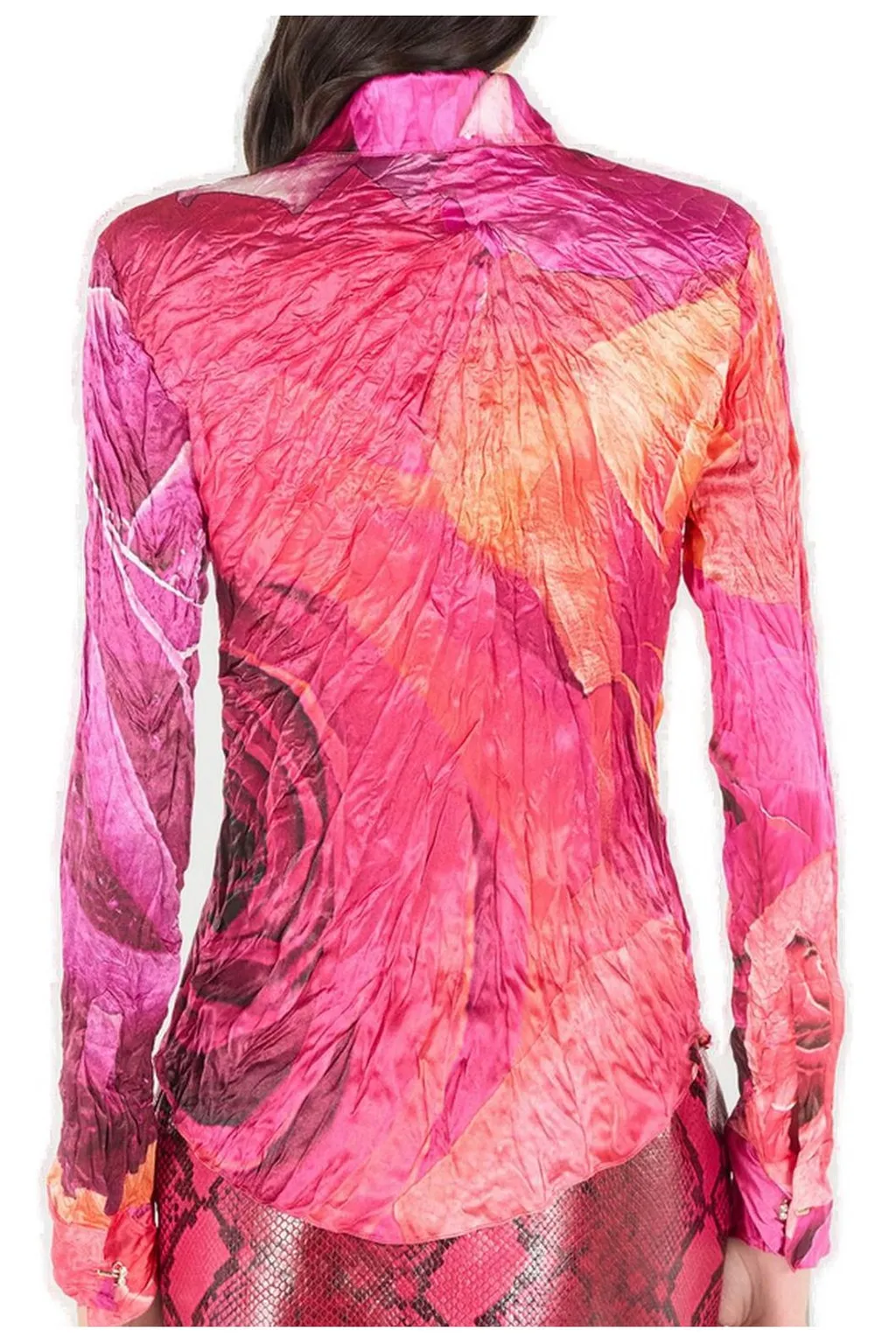 Roberto Cavalli Bejeweled Buttons And Rose Printed Shirt
