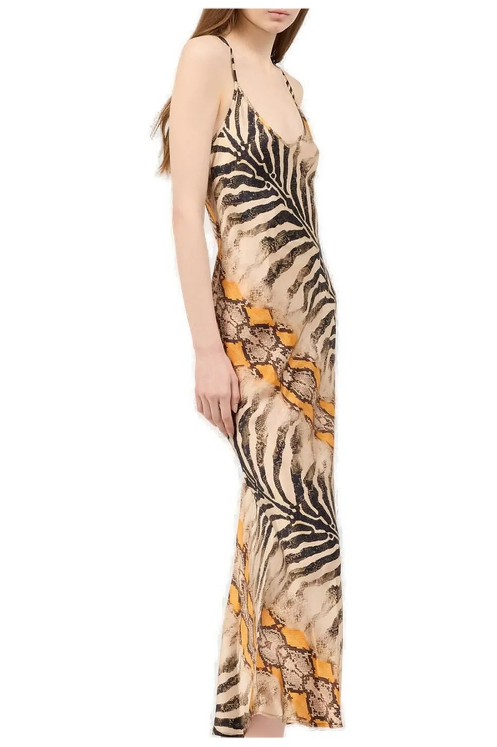 Roberto Cavalli Animalier Printed Satin Dress