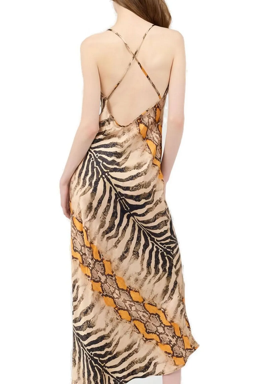 Roberto Cavalli Animalier Printed Satin Dress