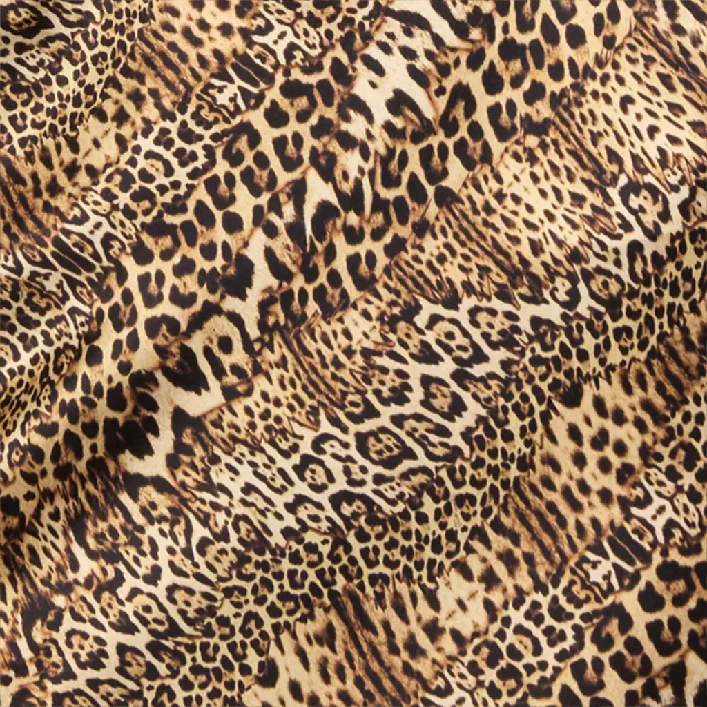 Roberto Cavalli Jaguar Cheetah And Leopard Printed Satin Dress