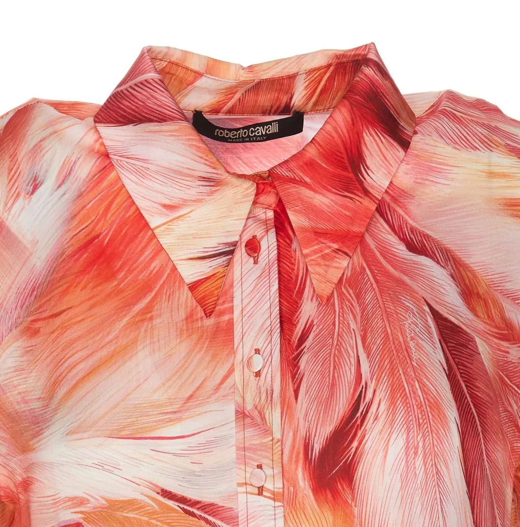 Roberto Cavalli Plumage Print Long Dress