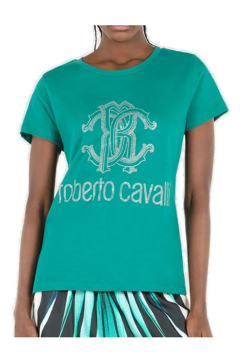 Roberto Cavalli Stud Rc Monogram And Logo T-Shirt
