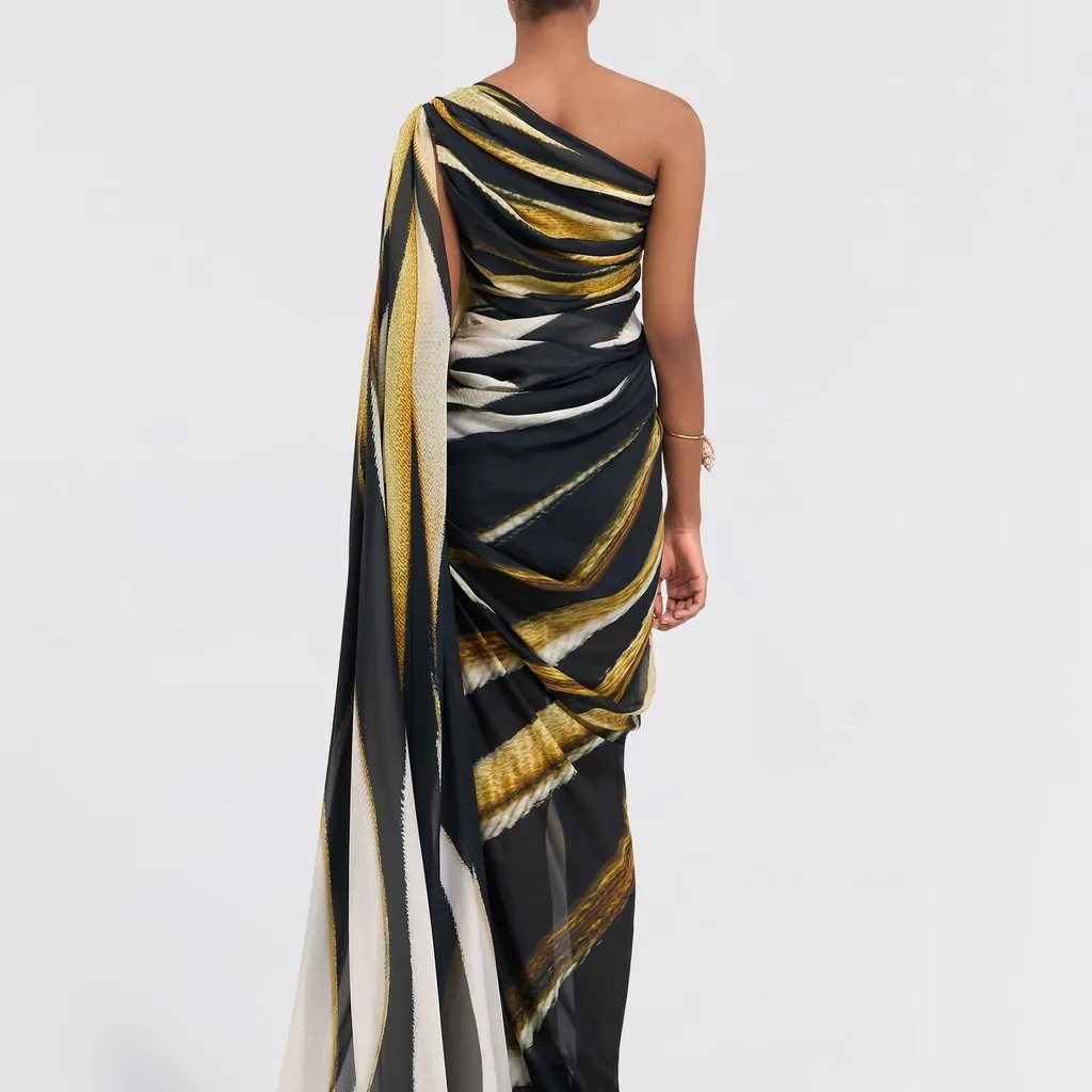 Roberto Cavalli Ray Of Gold Print Maxi Dress