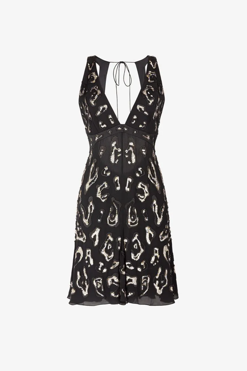 Roberto Cavalli Sequin-Embellished Open-Back Dress