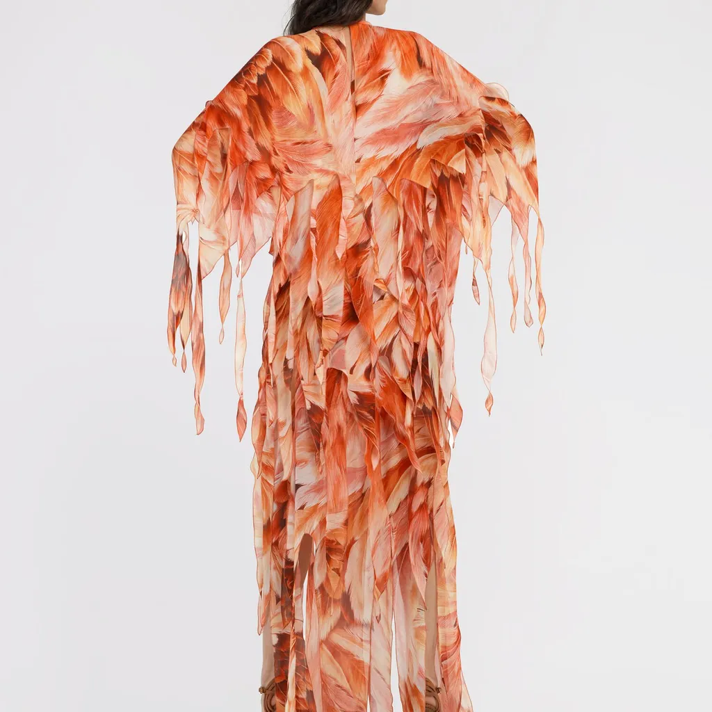 Roberto Cavalli Plumage Print Kaftan
