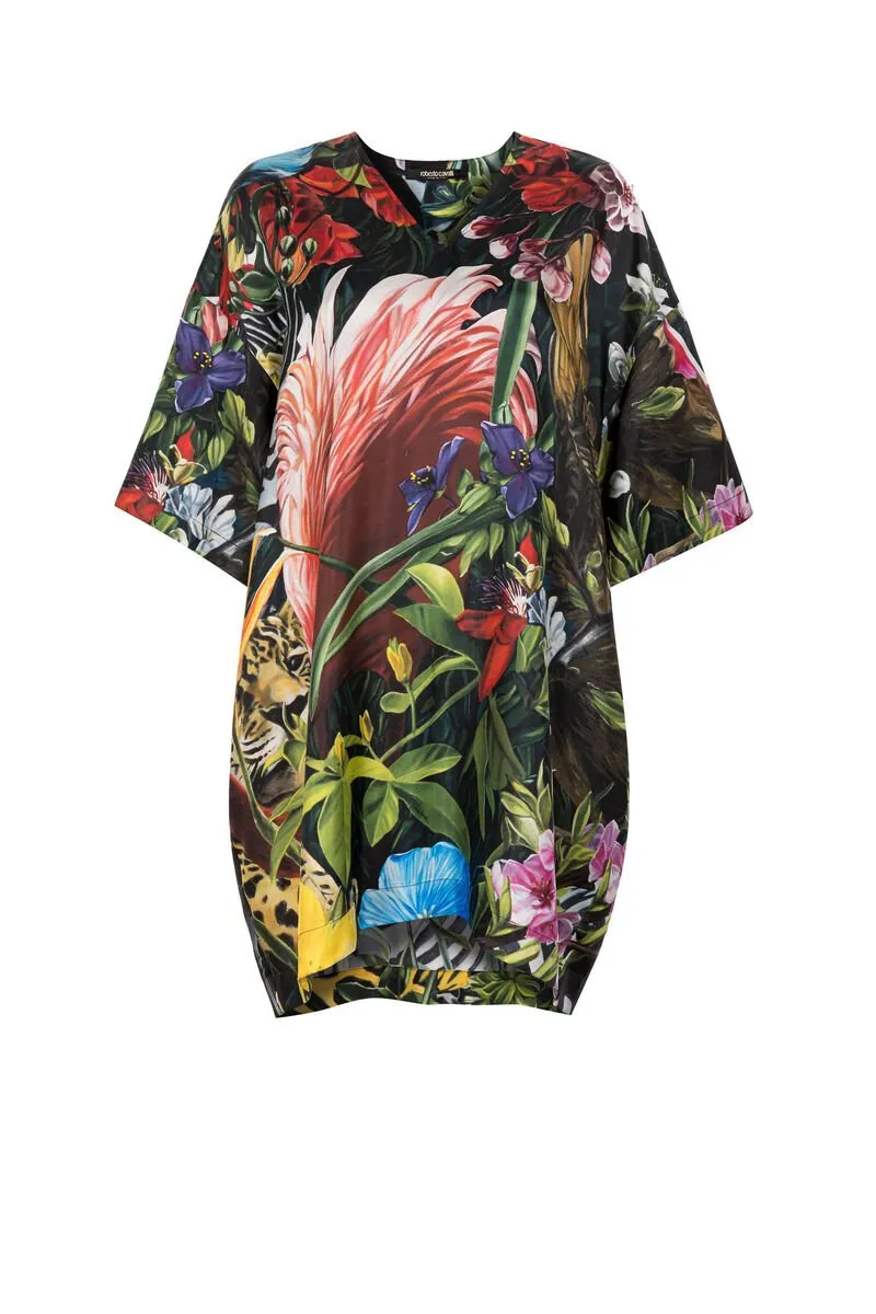 Roberto Cavalli Floral And Leopard Print Dress