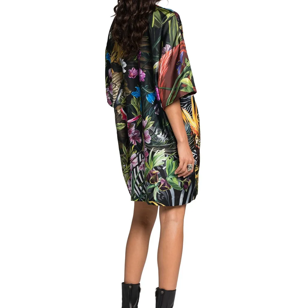 Roberto Cavalli Floral And Leopard Print Dress
