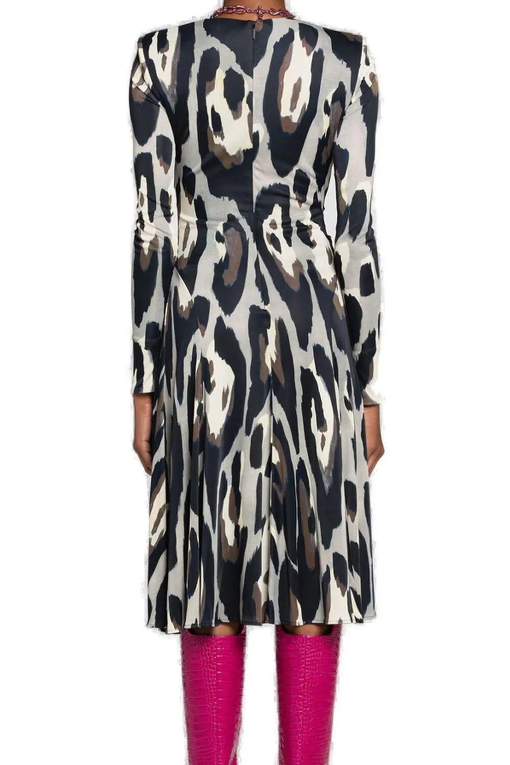 Roberto Cavalli Animal Print Wrap Midi Dress
