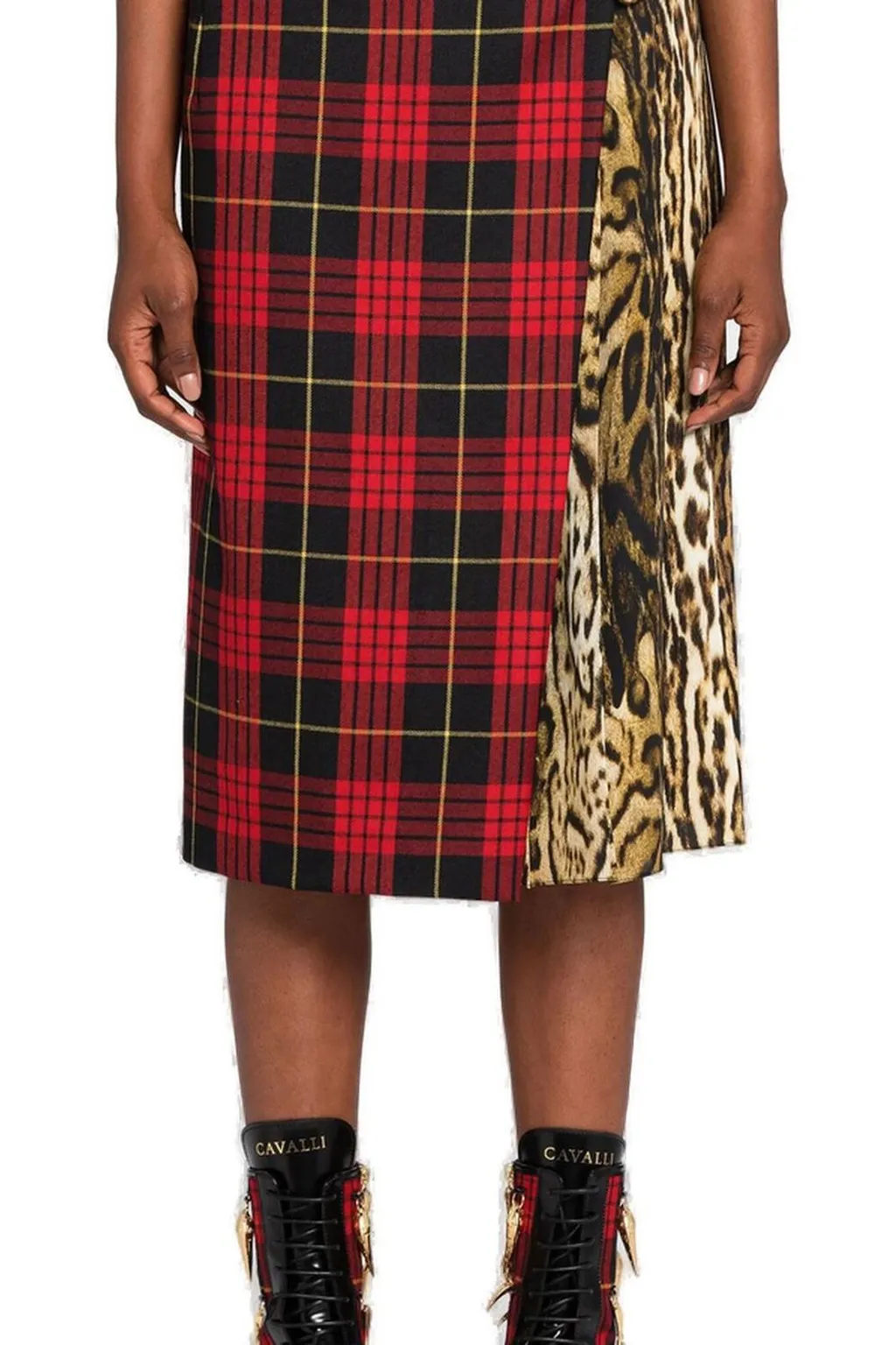Roberto Cavalli Mix-Print High Waist Skirt