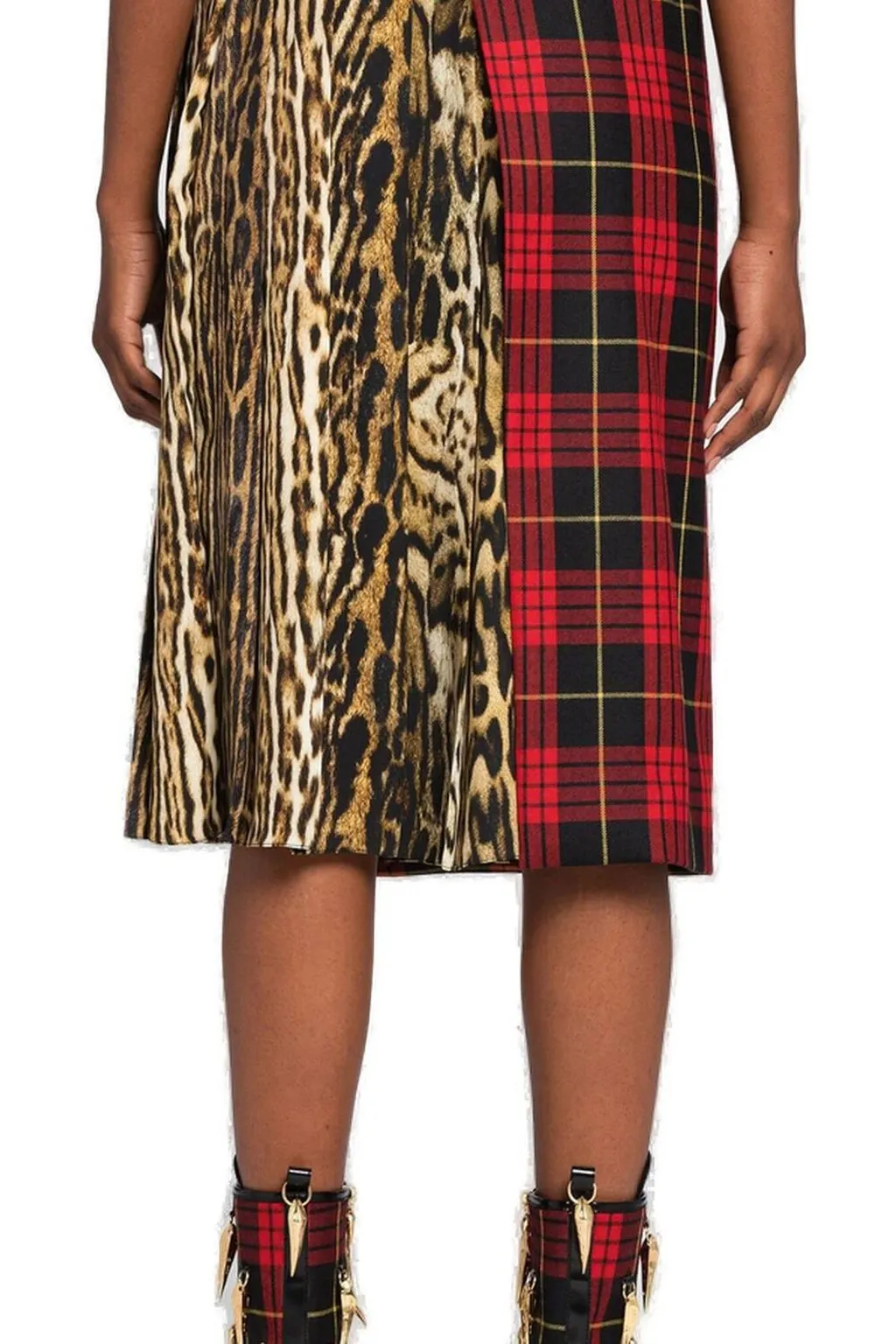 Roberto Cavalli Mix-Print High Waist Skirt