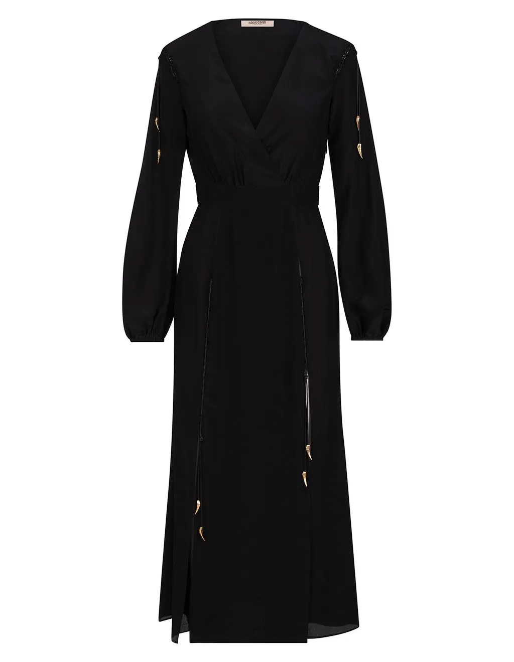 Roberto Cavalli V-Neck Front-Slit Midi Dress