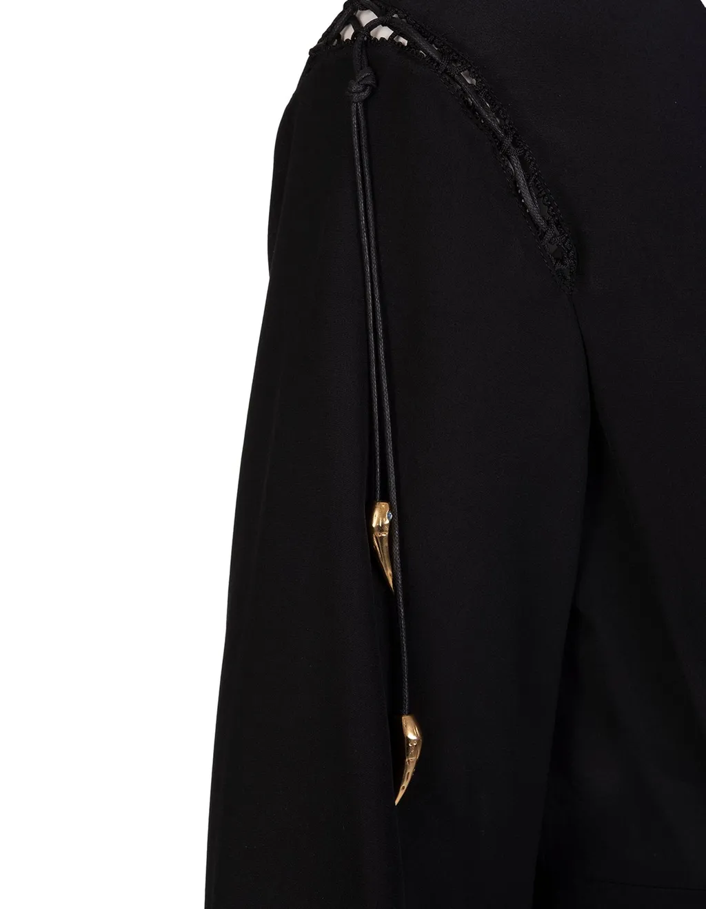 Roberto Cavalli V-Neck Front-Slit Midi Dress