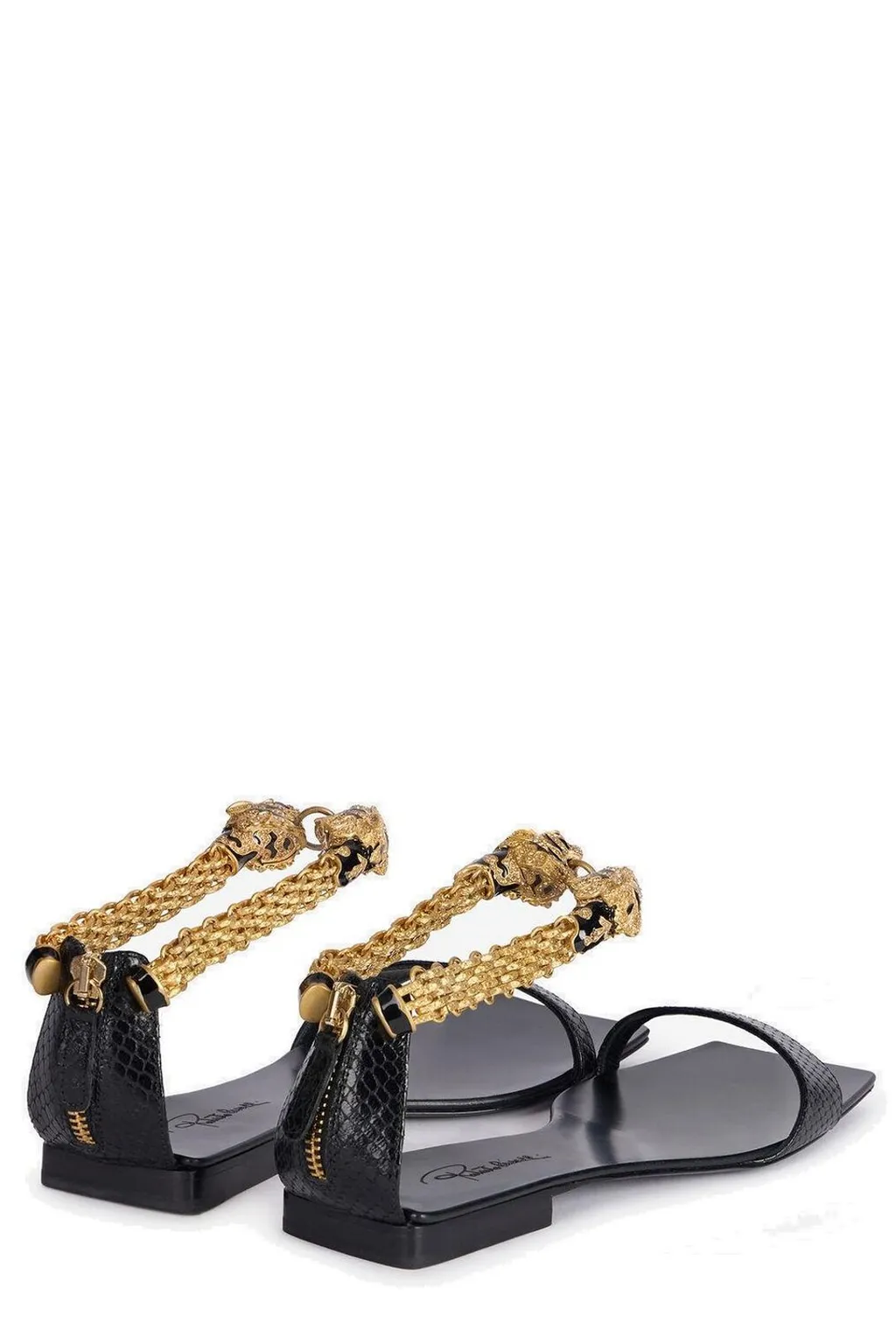 Roberto Cavalli Tiger Embellished Printed Low Sandals
