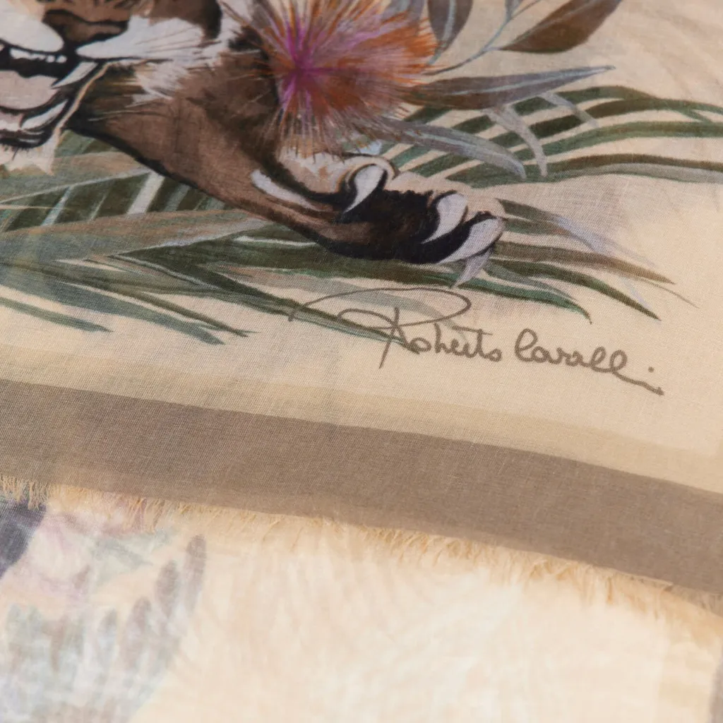 Roberto Cavalli Graphic Printed Fringed Scarf