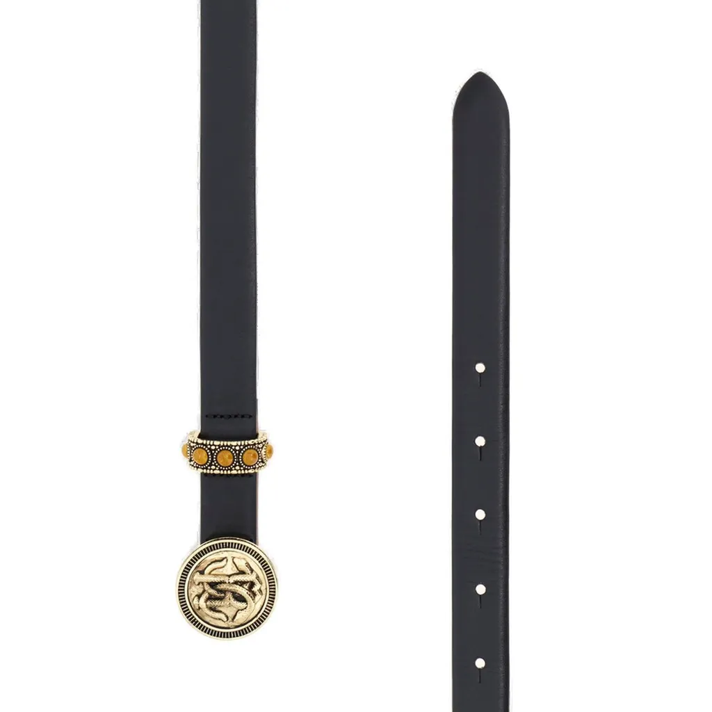 Roberto Cavalli Embellished Logo Buckled Belt