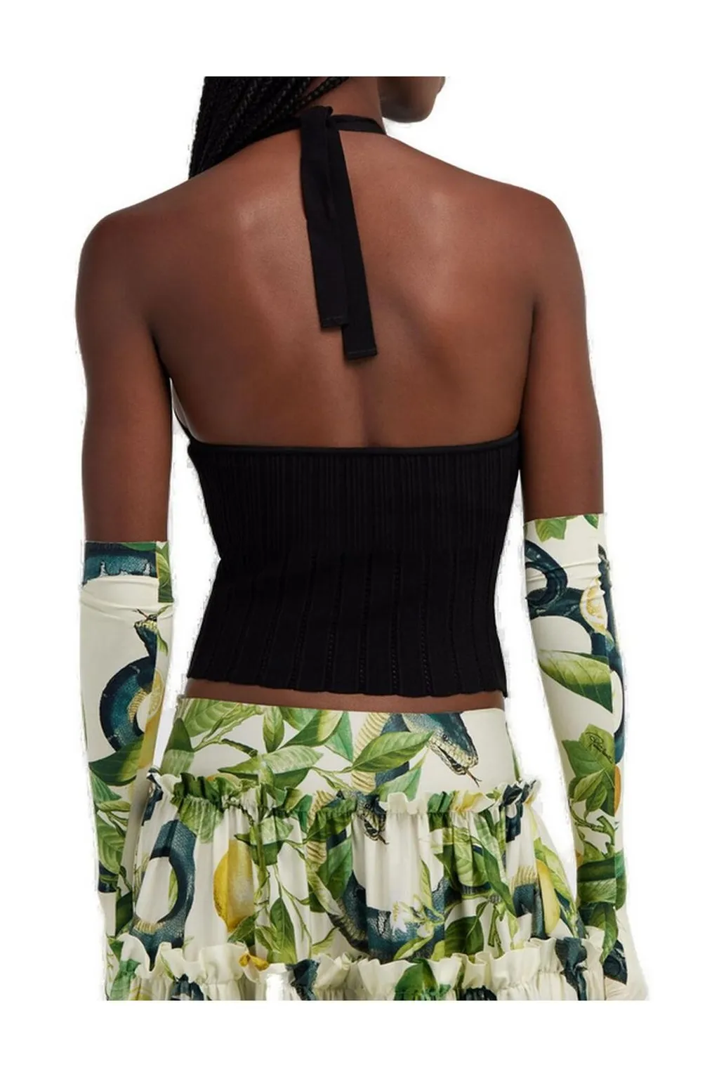 Roberto Cavalli Ribbed Halter Top