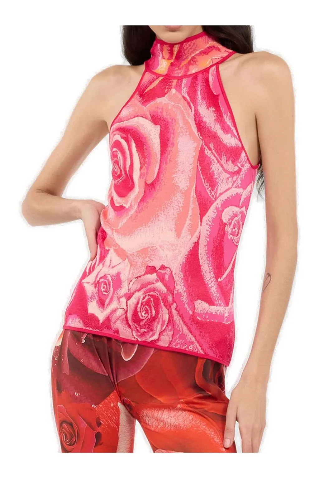 Roberto Cavalli Garden Rose Print Top