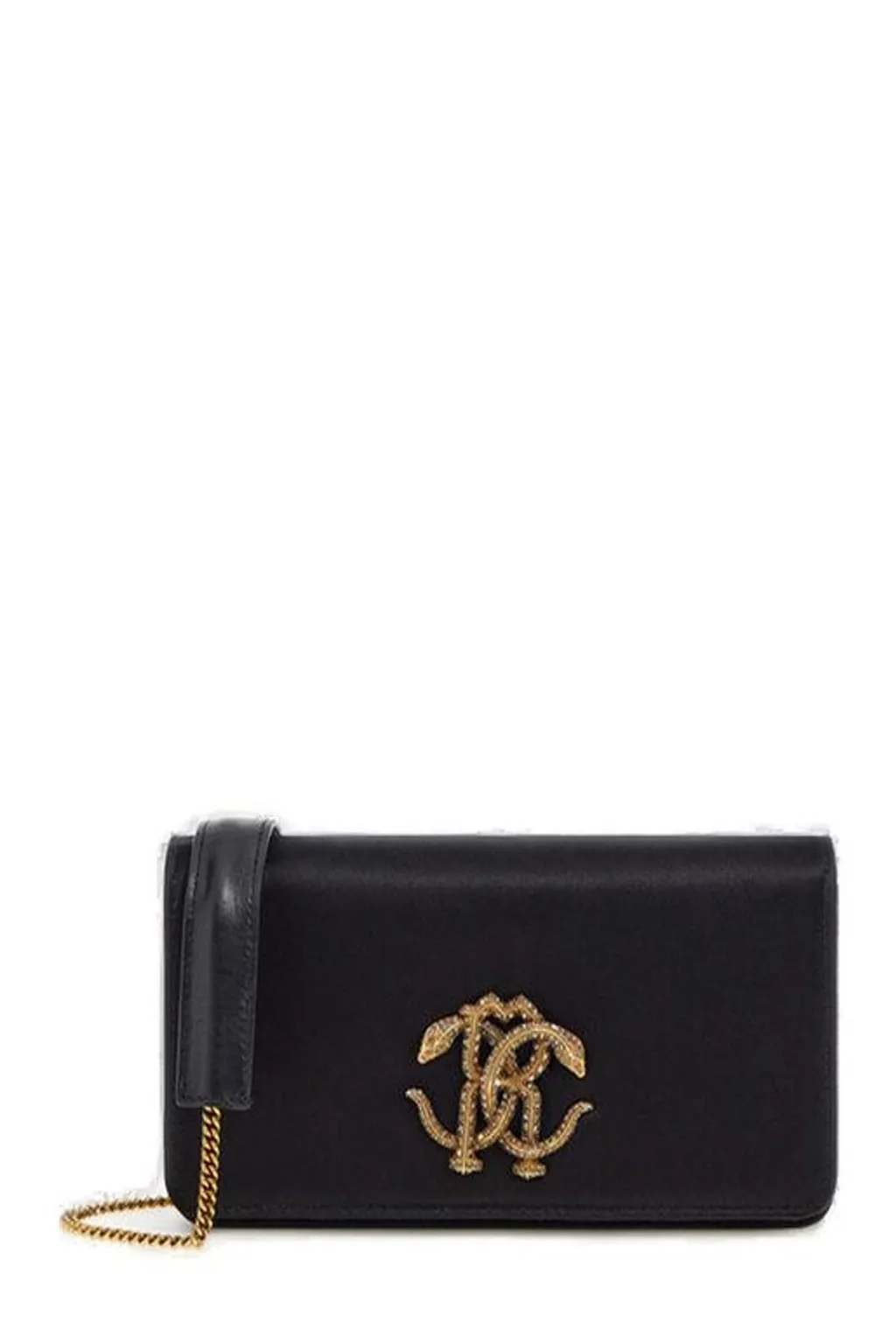 Roberto Cavalli Monogram Mirror Snake Shoulder Bag