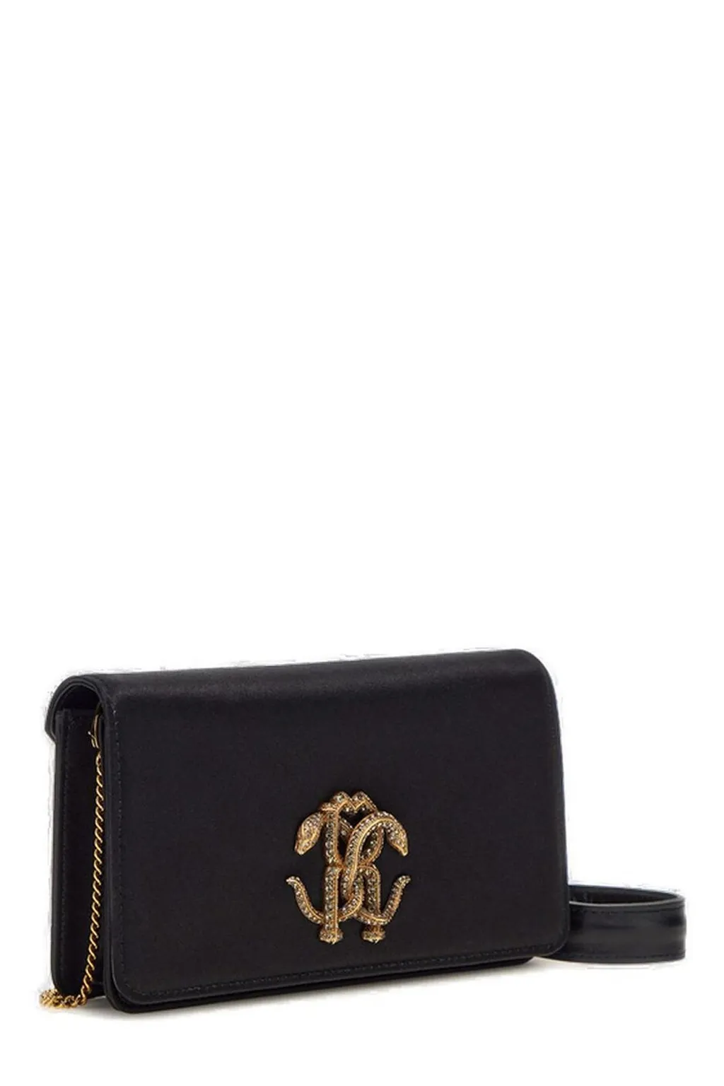 Roberto Cavalli Monogram Mirror Snake Shoulder Bag
